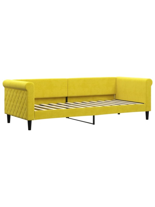 Válenda s přistýlkou a zásuvkami žlutá 80 x 200 cm samet