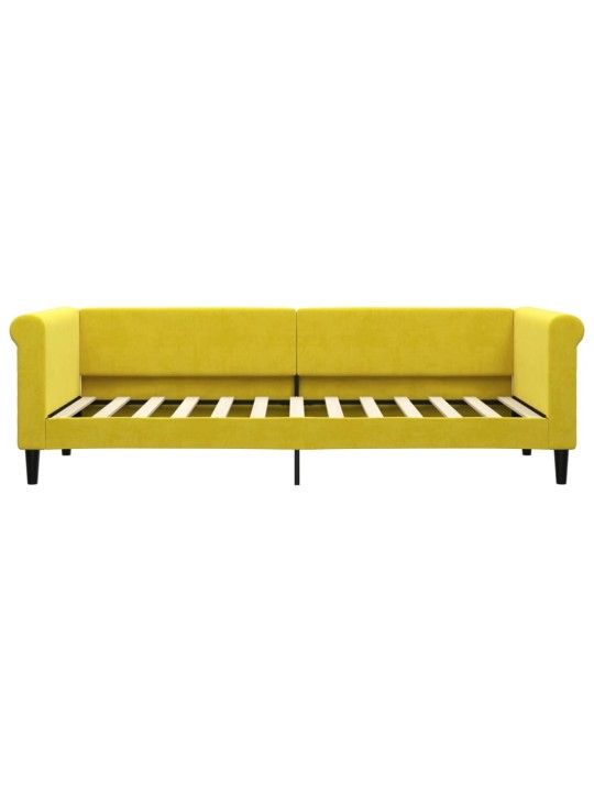 Válenda s přistýlkou a zásuvkami žlutá 80 x 200 cm samet