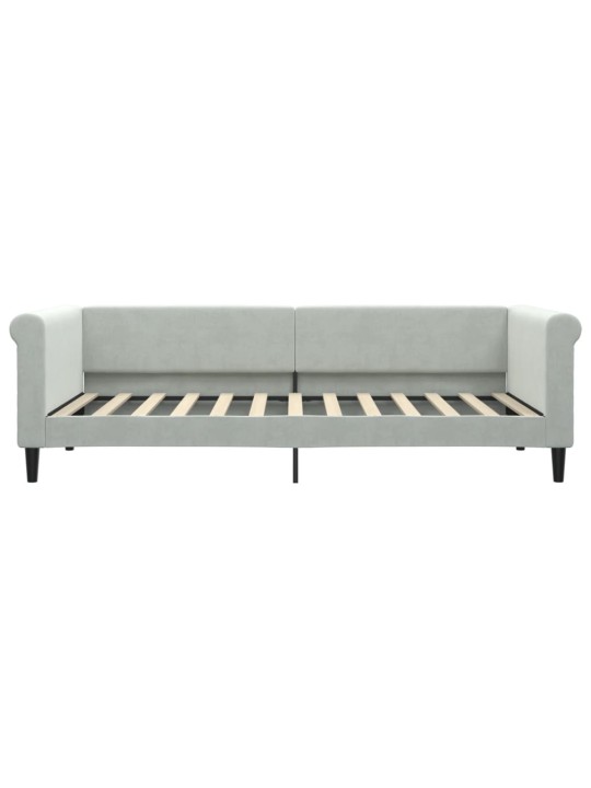 Válenda s přistýlkou a zásuvkami světle šedá 90 x 200 cm samet