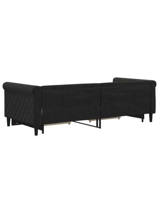Válenda s přistýlkou a zásuvkami černá 90 x 200 cm samet