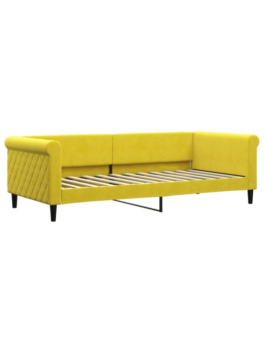 Válenda s přistýlkou a zásuvkami žlutá 90 x 200 cm samet