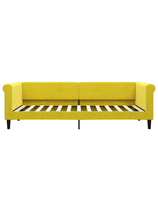 Válenda s přistýlkou a zásuvkami žlutá 90 x 200 cm samet