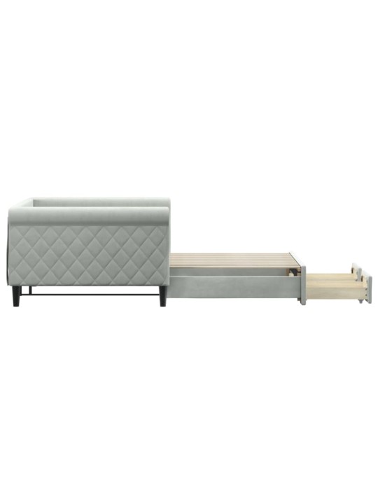 Válenda s přistýlkou a zásuvkami světle šedá 100 x 200 cm samet