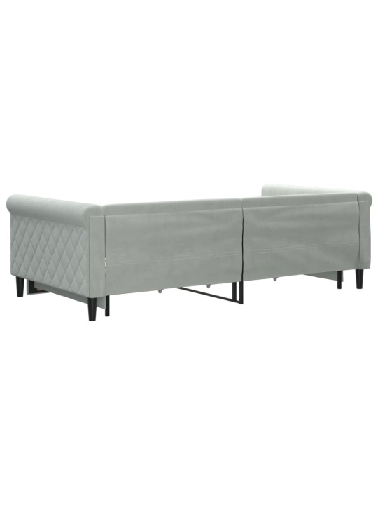 Válenda s přistýlkou a zásuvkami světle šedá 100 x 200 cm samet