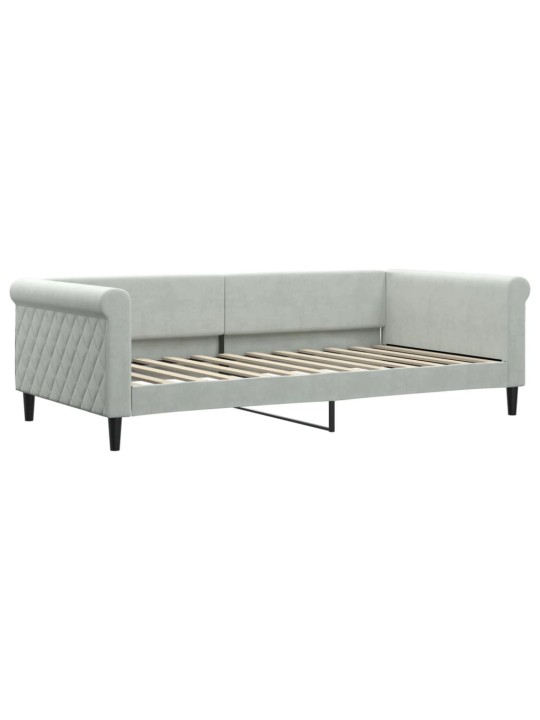 Válenda s přistýlkou a zásuvkami světle šedá 100 x 200 cm samet