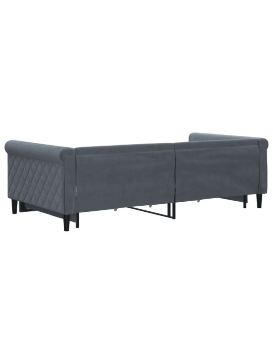 Válenda s přistýlkou a zásuvkami tmavě šedá 100 x 200 cm samet