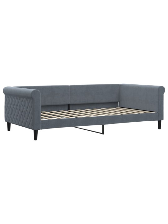 Válenda s přistýlkou a zásuvkami tmavě šedá 100 x 200 cm samet