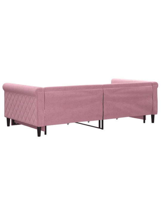 Válenda s přistýlkou a zásuvkami růžová 100 x 200 cm samet