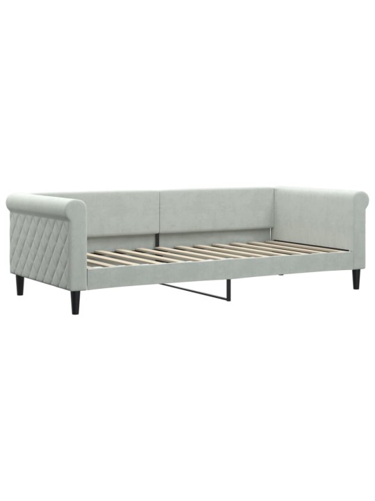 Válenda s přistýlkou a zásuvkami světle šedá 90 x 200 cm samet
