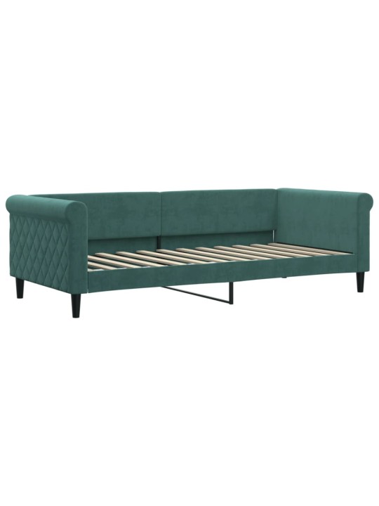 Válenda s přistýlkou a zásuvkami tmavě zelená 90 x 200 cm samet