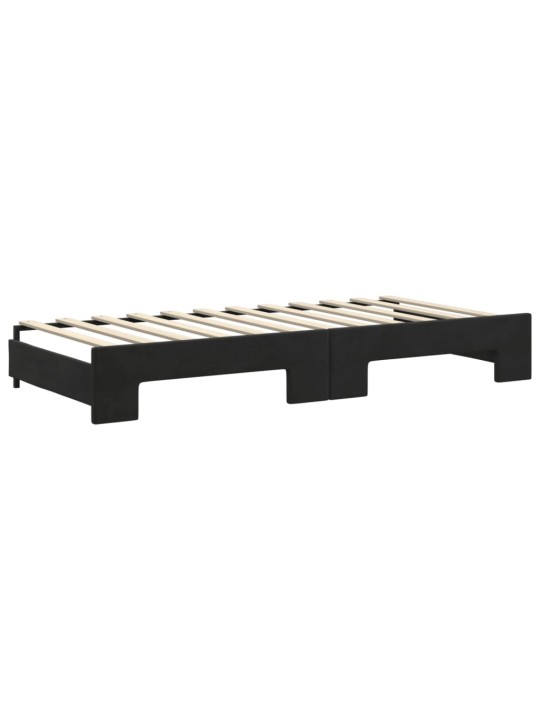 Válenda s přistýlkou a zásuvkami černá 90 x 200 cm samet