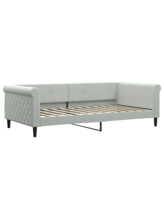 Válenda s přistýlkou a zásuvkami světle šedá 100 x 200 cm samet