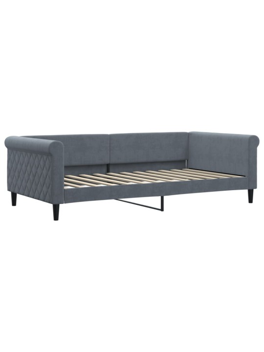 Válenda s přistýlkou a zásuvkami tmavě šedá 100 x 200 cm samet