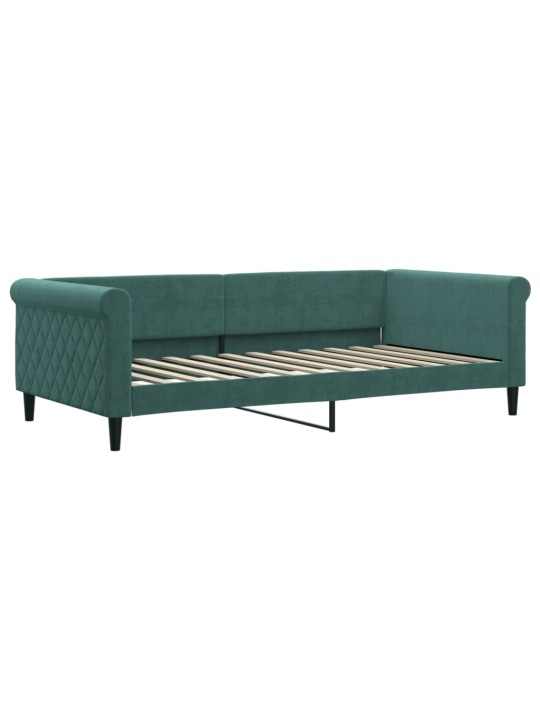 Válenda s přistýlkou a zásuvkami tmavě zelená 100x200 cm samet