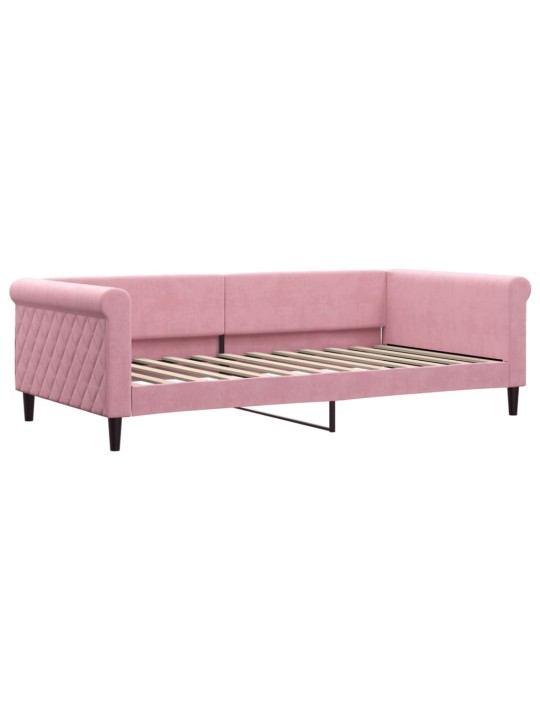 Válenda s přistýlkou a zásuvkami růžová 100 x 200 cm samet
