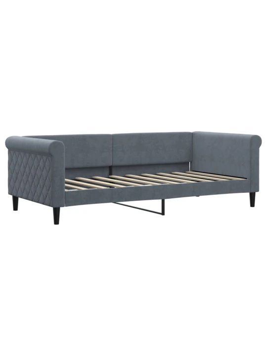 Válenda s přistýlkou a zásuvkami tmavě šedá 90 x 190 cm samet