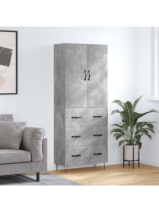 Skříň highboard betonově šedá 69,5x34x180 cm kompozitní dřevo