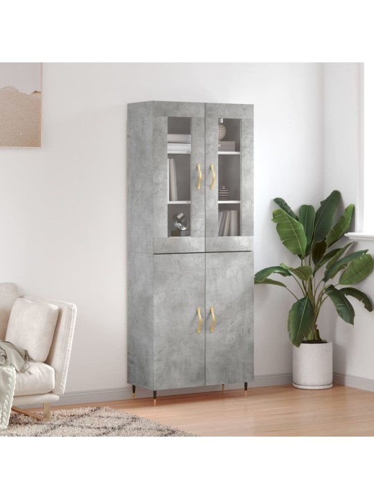 Skříň highboard betonově šedá 69,5x34x180 cm kompozitní dřevo
