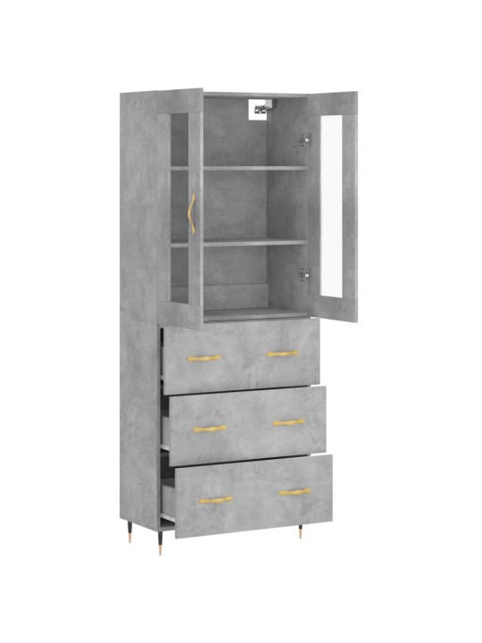 Skříň highboard betonově šedá 69,5x34x180 cm kompozitní dřevo