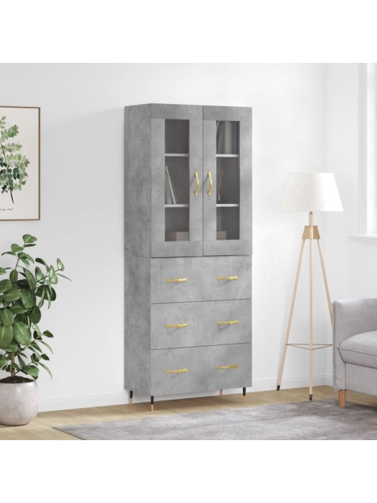 Skříň highboard betonově šedá 69,5x34x180 cm kompozitní dřevo