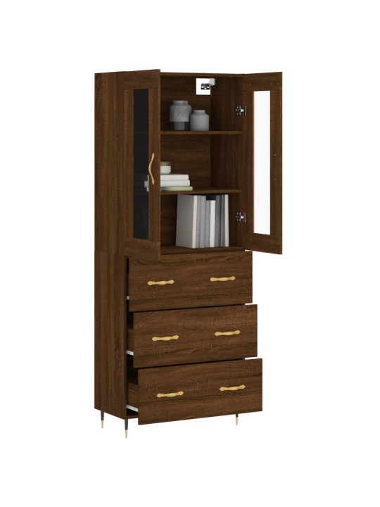 Skříň highboard hnědý dub 69,5 x 34 x 180 cm kompozitní dřevo