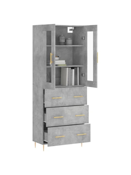 Skříň highboard betonově šedá 69,5x34x180 cm kompozitní dřevo