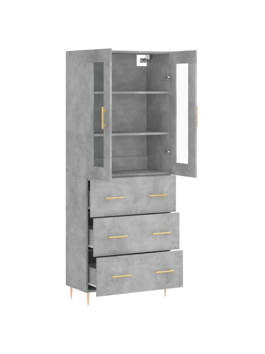 Skříň highboard betonově šedá 69,5x34x180 cm kompozitní dřevo