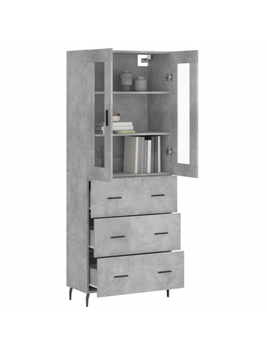Skříň highboard betonově šedá 69,5x34x180 cm kompozitní dřevo