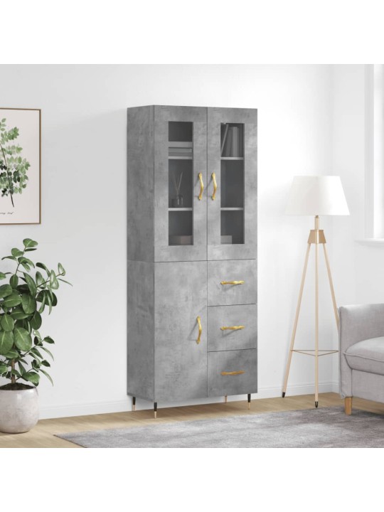 Skříň highboard betonově šedá 69,5x34x180 cm kompozitní dřevo