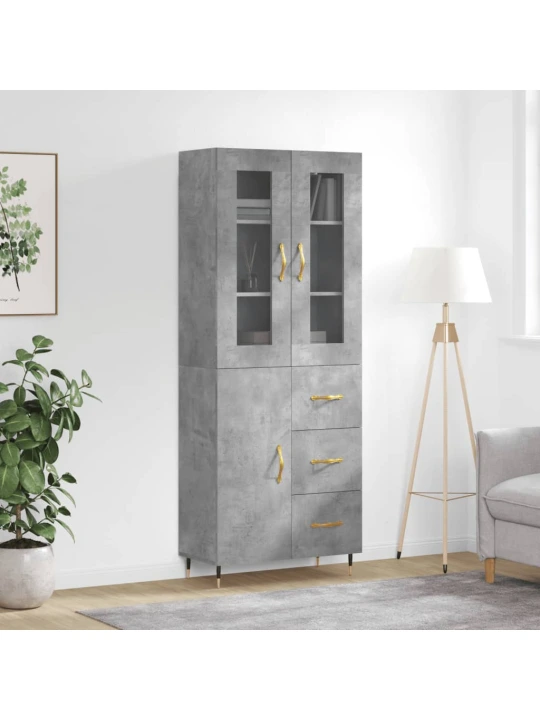 Skříň highboard betonově šedá 69,5x34x180 cm kompozitní dřevo