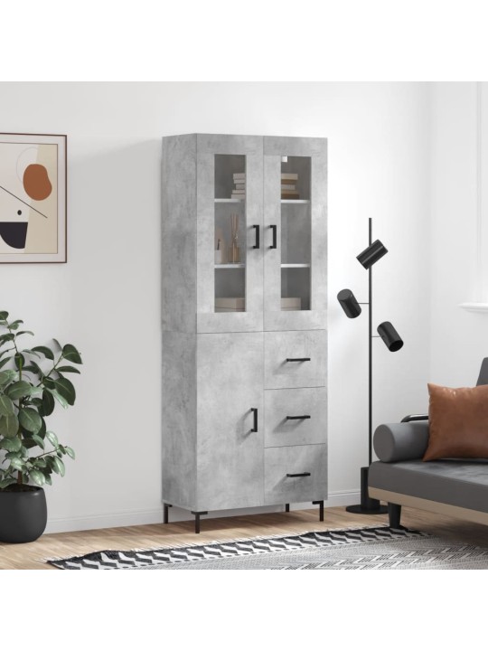 Skříň highboard betonově šedá 69,5x34x180 cm kompozitní dřevo