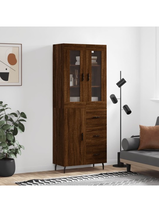 Skříň highboard hnědý dub 69,5 x 34 x 180 cm kompozitní dřevo