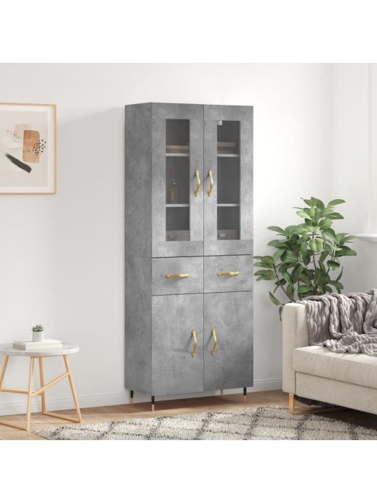 Skříň highboard betonově šedá 69,5x34x180 cm kompozitní dřevo