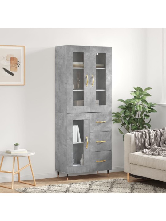 Skříň highboard betonově šedá 69,5x34x180 cm kompozitní dřevo