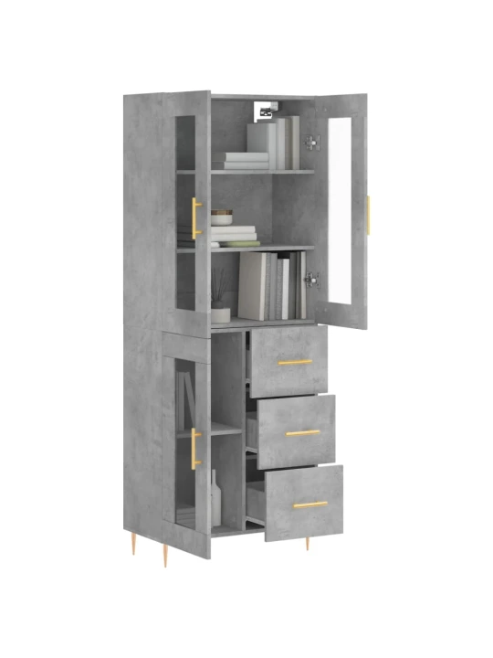 Skříň highboard betonově šedá 69,5x34x180 cm kompozitní dřevo