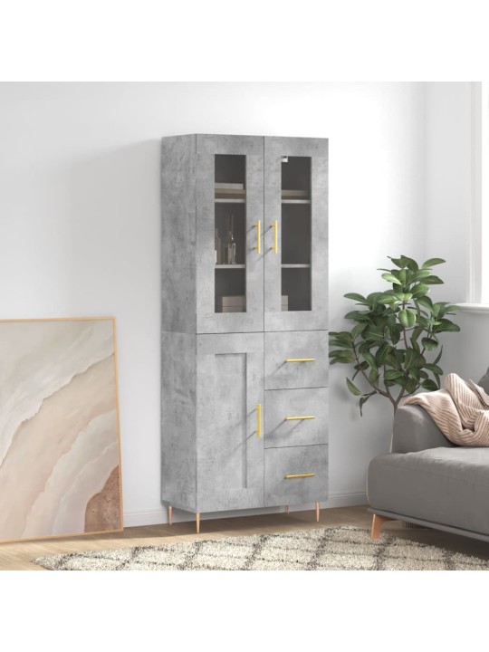 Skříň highboard betonově šedá 69,5x34x180 cm kompozitní dřevo