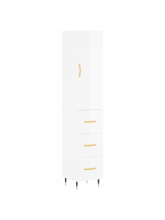 Skříň highboard bílá s vysokým leskem 34,5x34x180 cm kompozit