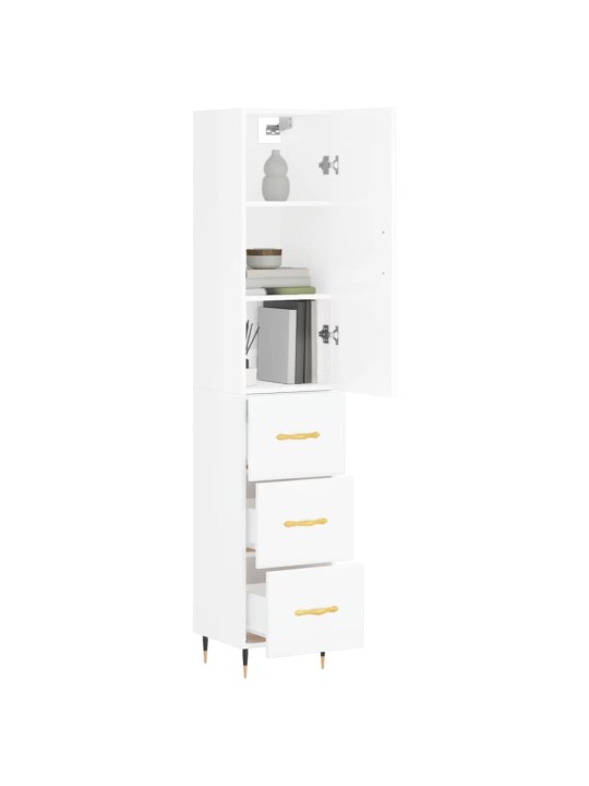 Skříň highboard bílá s vysokým leskem 34,5x34x180 cm kompozit
