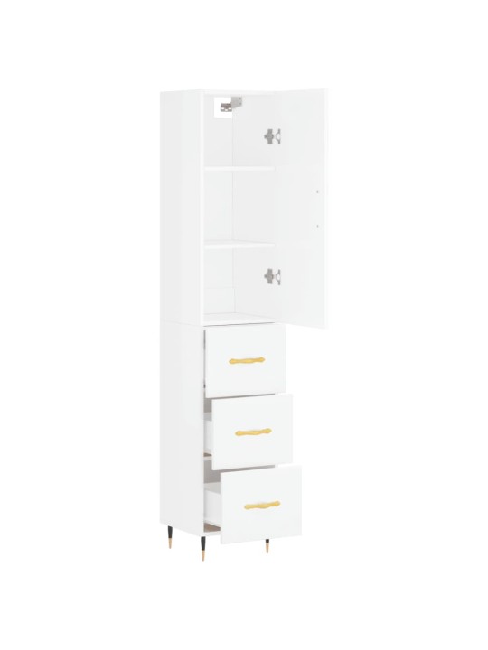 Skříň highboard bílá s vysokým leskem 34,5x34x180 cm kompozit