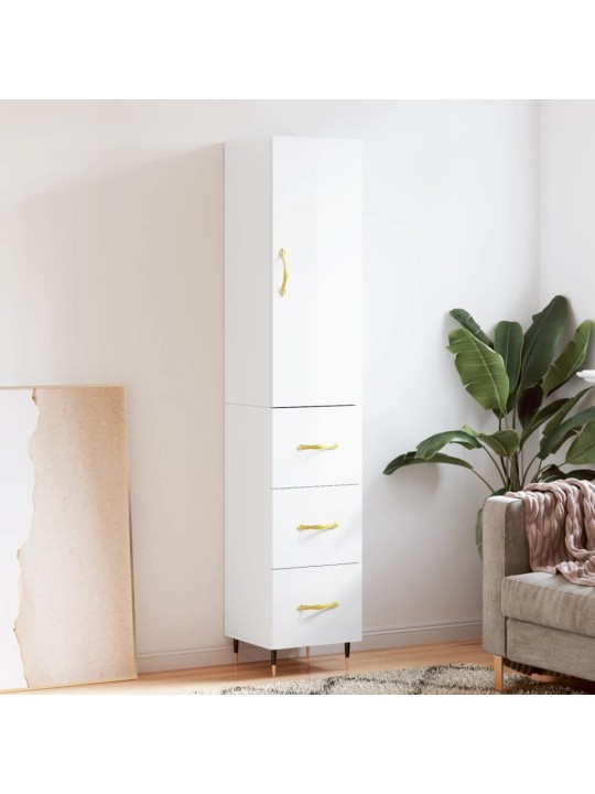 Skříň highboard bílá s vysokým leskem 34,5x34x180 cm kompozit