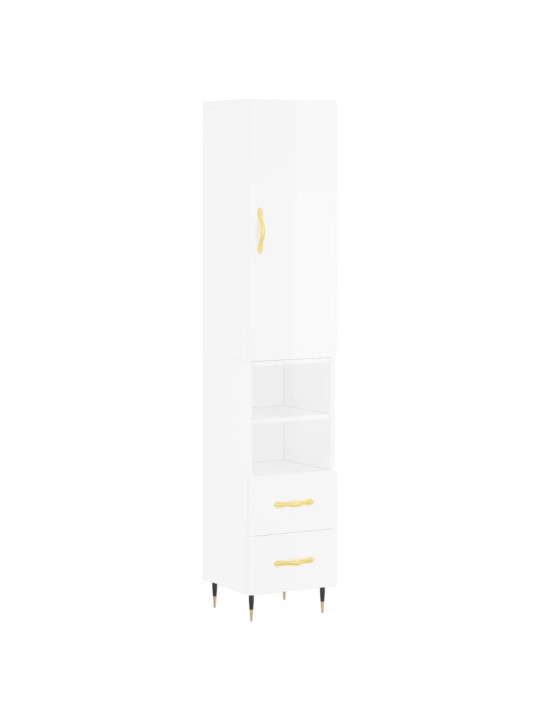 Skříň highboard bílá s vysokým leskem 34,5x34x180 cm kompozit
