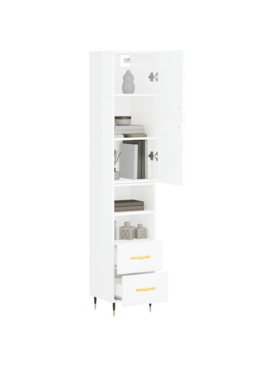 Skříň highboard bílá s vysokým leskem 34,5x34x180 cm kompozit