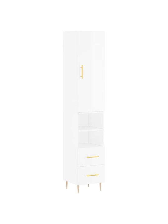 Skříň highboard bílá s vysokým leskem 34,5x34x180 cm kompozit
