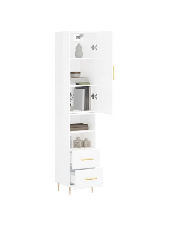 Skříň highboard bílá s vysokým leskem 34,5x34x180 cm kompozit