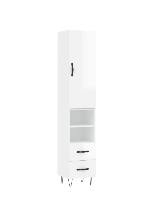 Skříň highboard bílá s vysokým leskem 34,5x34x180 cm kompozit