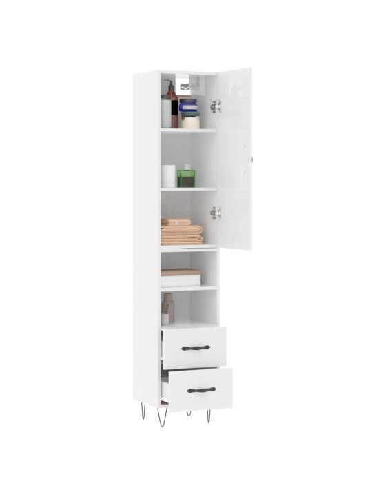 Skříň highboard bílá s vysokým leskem 34,5x34x180 cm kompozit