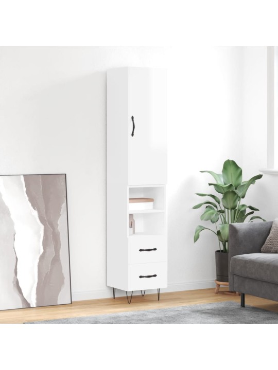 Skříň highboard bílá s vysokým leskem 34,5x34x180 cm kompozit