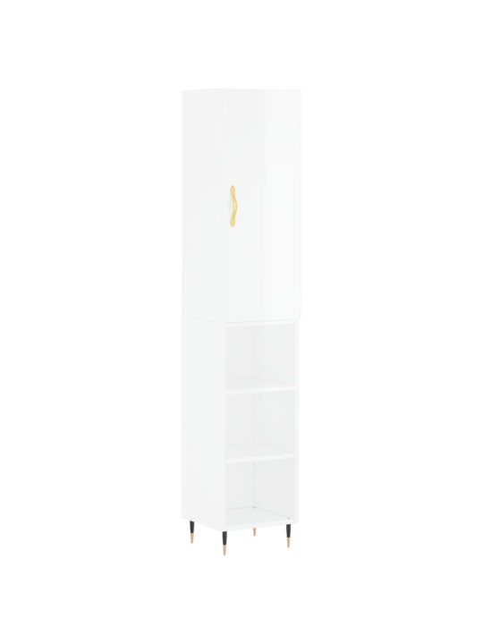 Skříň highboard bílá s vysokým leskem 34,5x34x180 cm kompozit