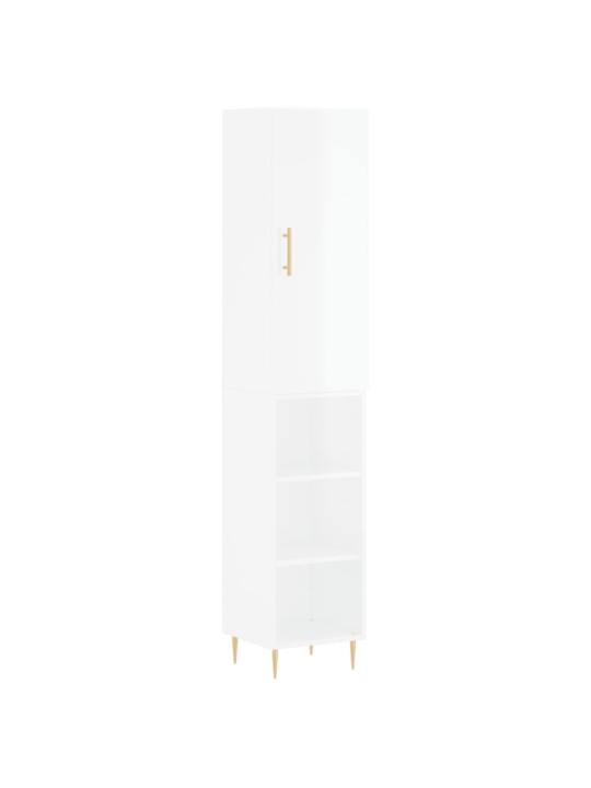 Skříň highboard bílá s vysokým leskem 34,5x34x180 cm kompozit