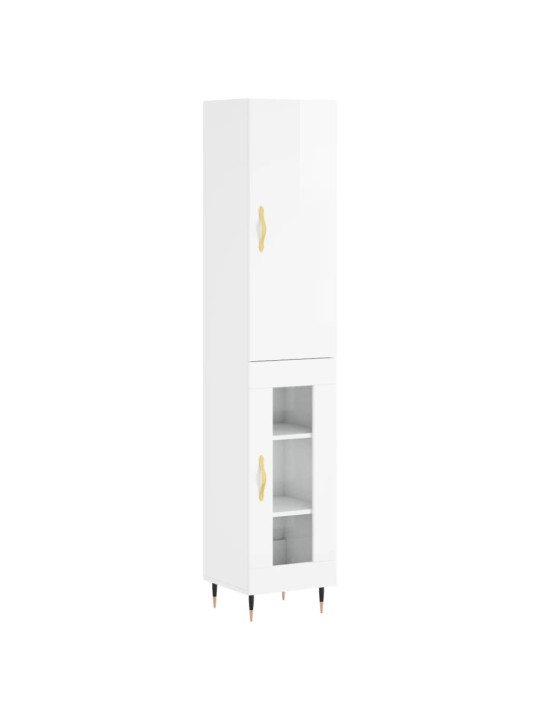 Skříň highboard bílá s vysokým leskem 34,5x34x180 cm kompozit